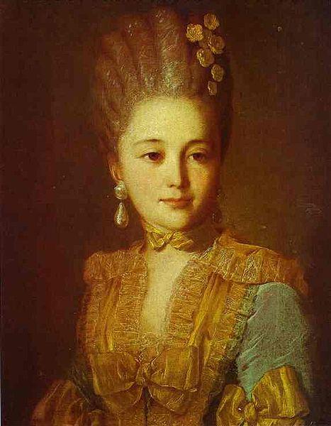 Fyodor Rokotov Portrait of an Unknown Woman in a Blue Dress with Yellow Trimmings oil painting image